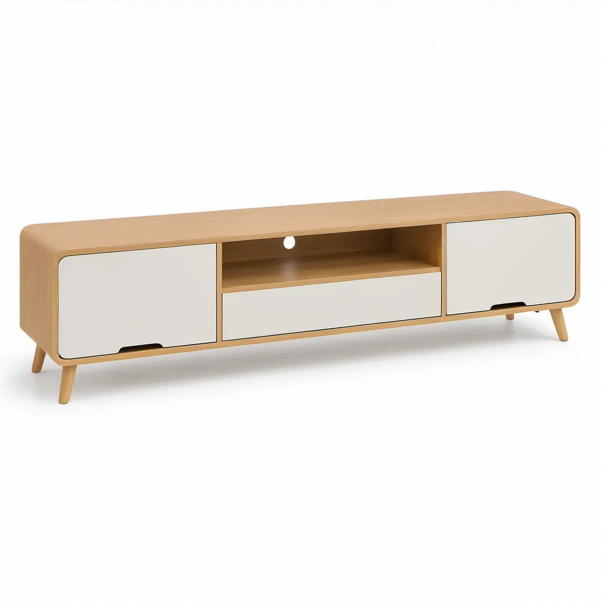 Móvel para TV em MDF Natural e Branco, 160 x 40 x 50 cm