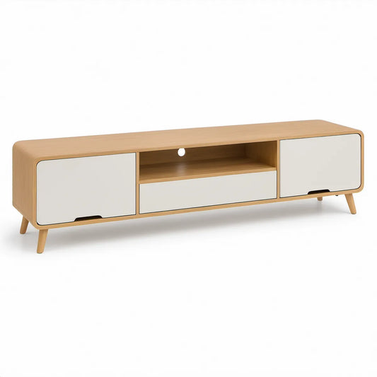Móvel para TV em MDF Natural e Branco, 160 x 40 x 50 cm