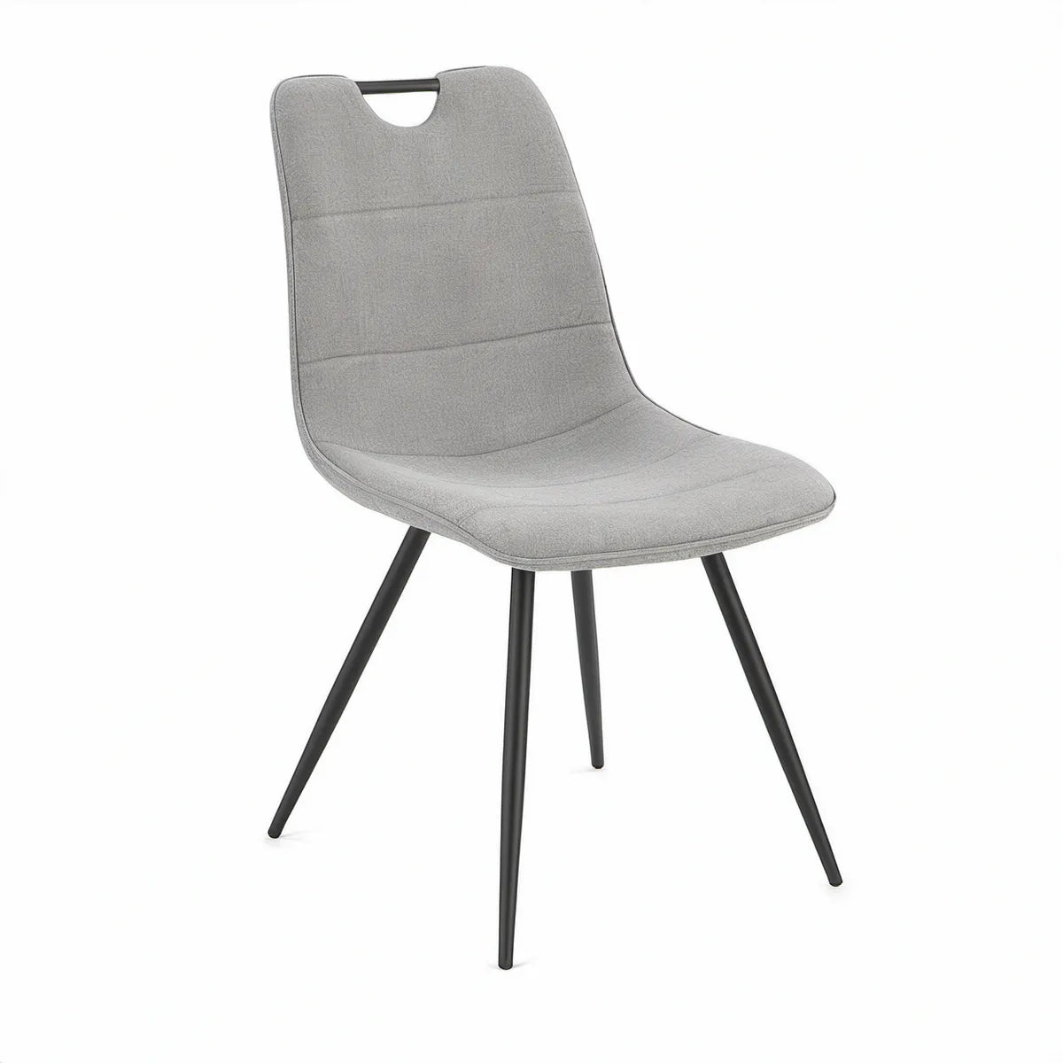 Cadeira Estofada Cinzenta com Pernas em Aço Preto 48 x 57 x 88 cm