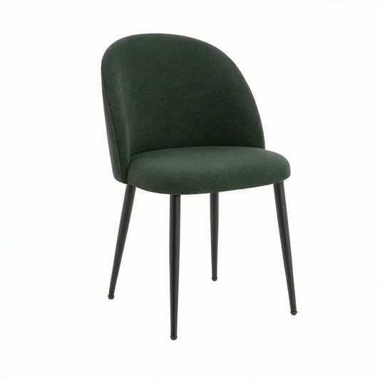 Cadeira Estofada Verde-Escuro com Pernas Pretas em Aço, 48 x 56 x 80 cm