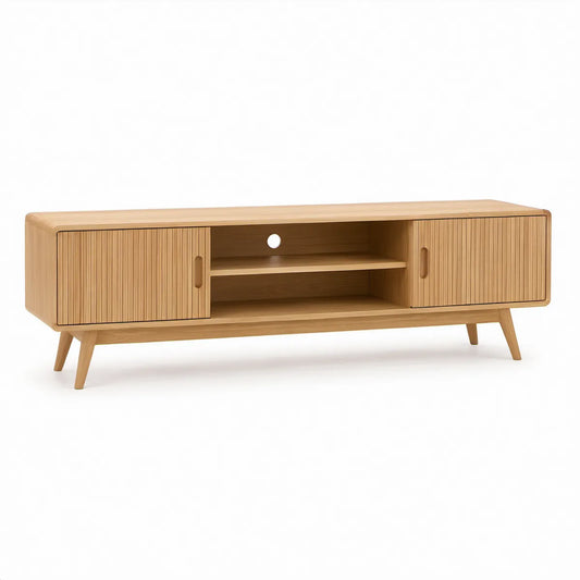 Móvel para TV em Bambu Maciço Natural com 2 Portas de Correr, 180 x 40 x 60 cm